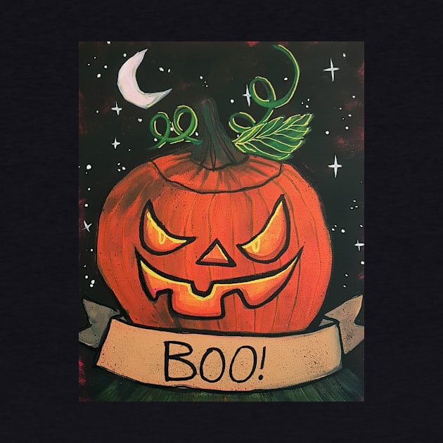 Halloween Jackolantern Boo Shirt by Canadian Artist Stephanie Perry by StephaniePerryArt